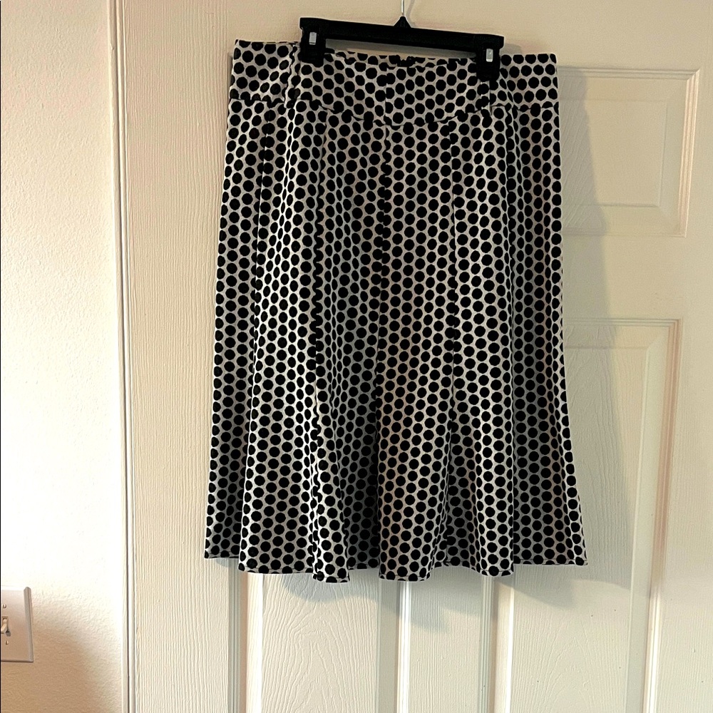 Black and white polka dot A-line skirt with